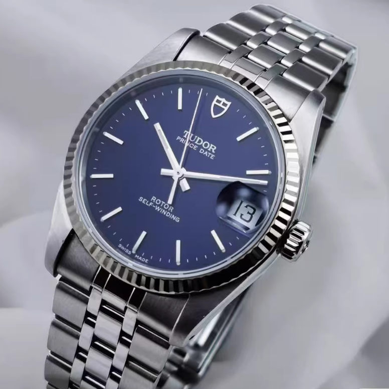 好价9.8新 帝舵王子系列精钢18K白金圈自动机械表34MM男表74034