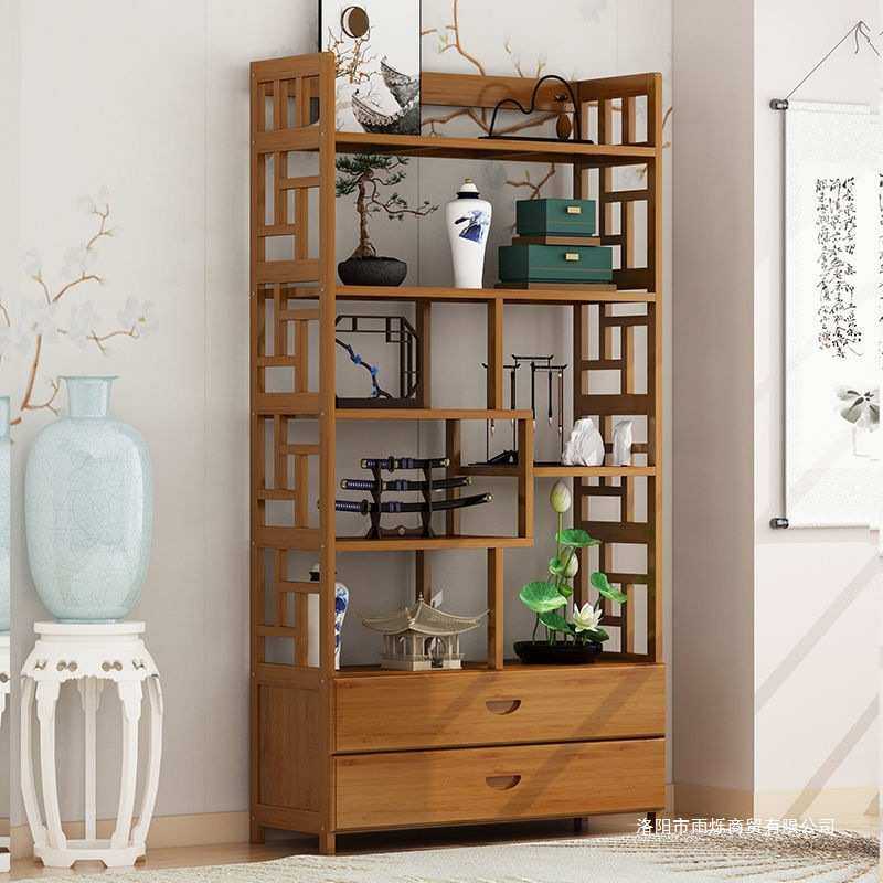 博古架实木中式多宝阁置物架展示柜茶叶架办公室仿古书架古智高圆