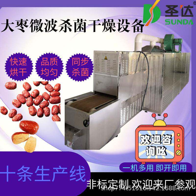 瓜子烘烤熟化机陈皮杀虫卵设备好操作全自动大型大枣微波杀菌机