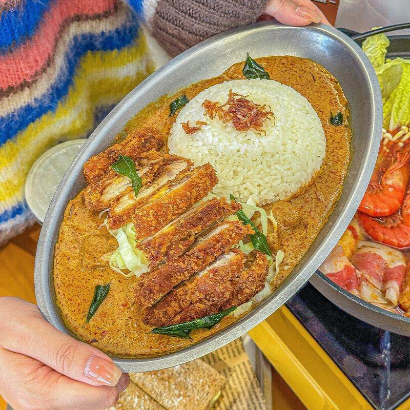 美式复古不锈钢餐盘托盘咖喱盘ins风椭圆形甜品蛋糕盘点心小吃盘