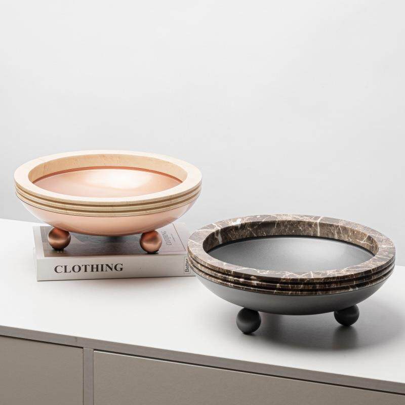 现代轻奢创意树脂三角果盘摆件意式软装客厅茶几桌面收纳家居饰品