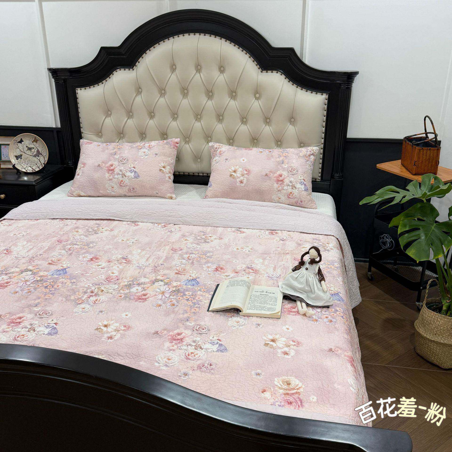 新款双面全棉棉花床盖三件套小碎花纯棉绗缝加厚床单床品四季通用