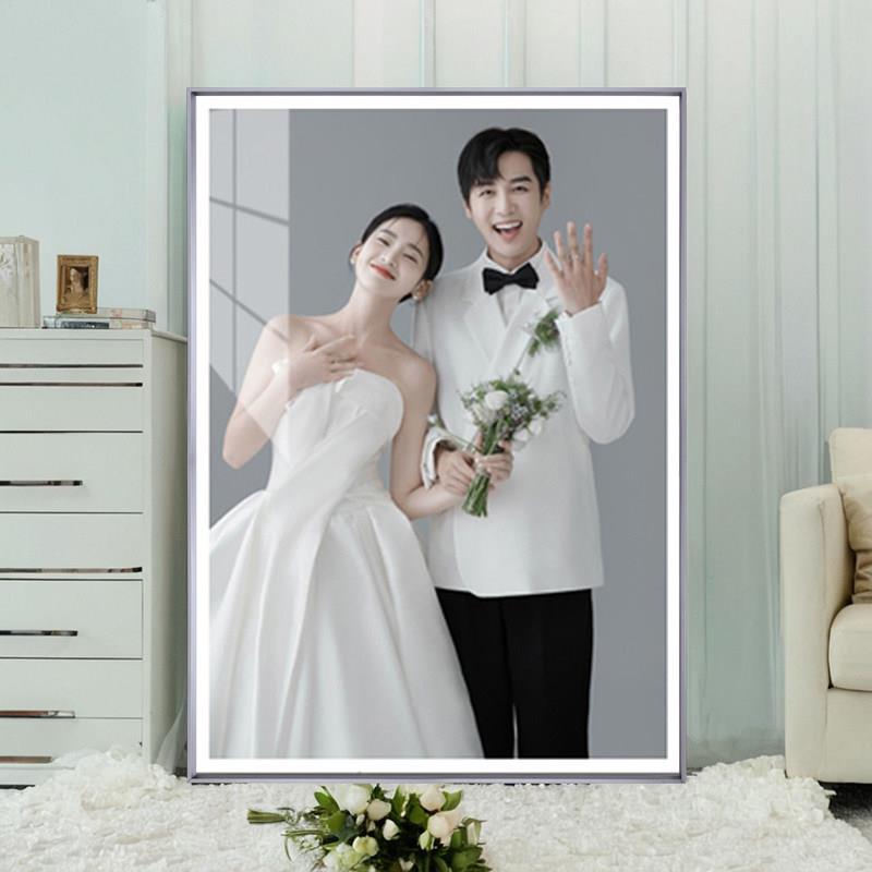 简约轻奢婚纱照相框定制全家福洗照片情侣写真艺术照放大客厅挂墙