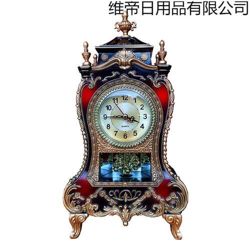 欧式仿古座钟客厅桌面柜台装饰静音台钟表音乐报时复古时钟外贸款