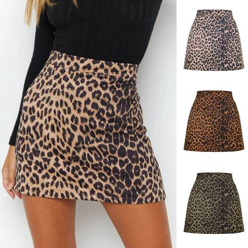 Summer Women short Skirt leopard couture faux quality pack