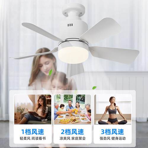 跨境E可拆卸球灯泡风灯静音小型风扇灯控遥调光99三色LED吊扇扇具