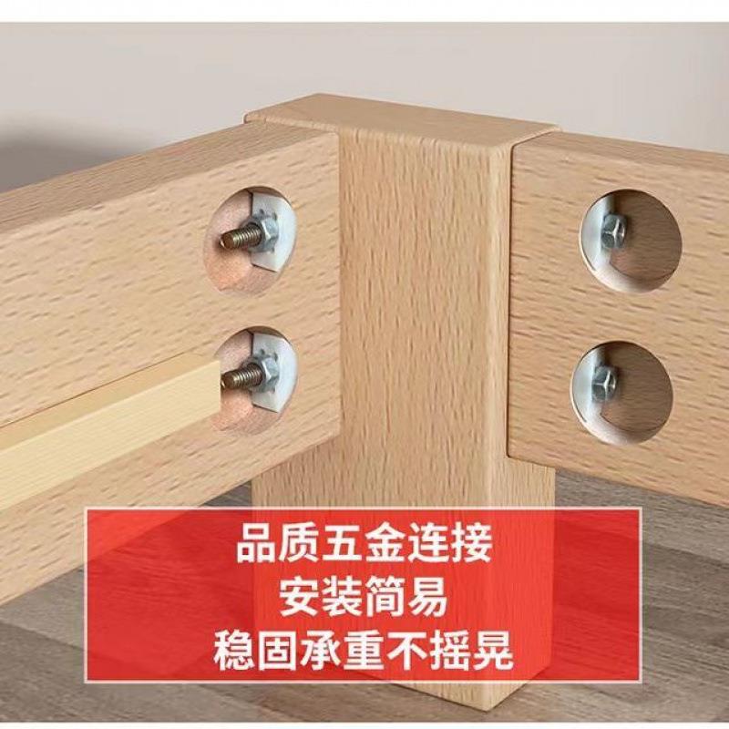 全榉木北欧实木床现代简约1.8双人单人床0.9米无床头家用简易床架