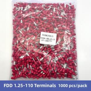 Fdd1.25 110冷压端子座2.8弹簧线耳线鼻母头预绝缘端子1000个