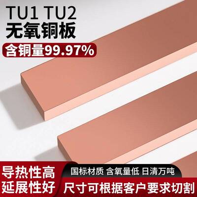 无氧铜板TU0 TU1 TU2 C10200 C1100 C1220 C1221铜排铜棒超厚铜板