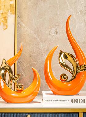 高档轻奢风酒柜装饰品摆件高级旺宅家居玄关展示柜陶瓷风生水起