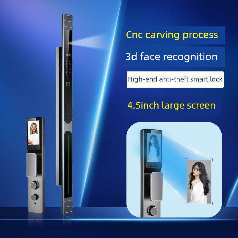 高端中式长柄别墅人脸识别主动监控视频对讲智能门锁电子密码锁
