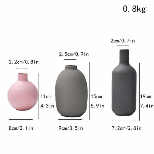 三件套白色家居摆件装饰插花套装客厅器花瓶花瓶花瓶现代花陶瓷