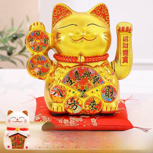 新陶瓷幸运猫装饰品自动挥手打开礼品店收银前台家乔迁幸运猫