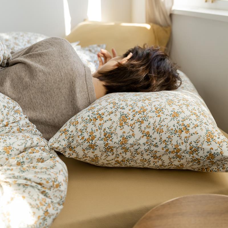 正品田园花系列针睡天竺棉四件套柔软织亲肤棉裸单、卉双人床上用