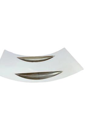 现代不锈钢几何卷边船型镜面托盘果盘摆件样板房售楼处软装饰品