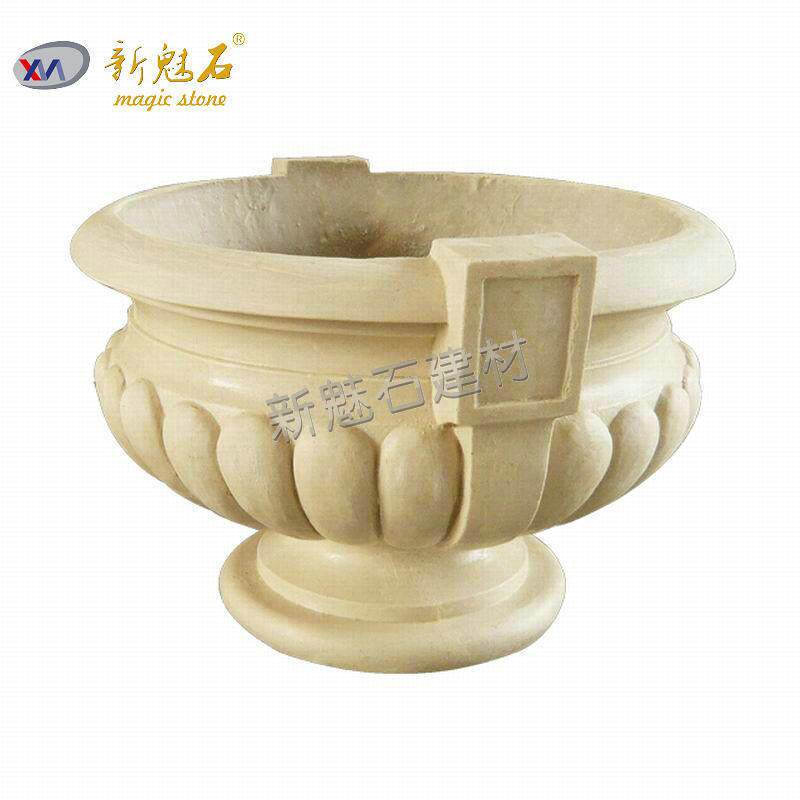 欧式砂岩玻璃钢花盆雕塑户外园林道路GRC花钵混凝土水泥花箱