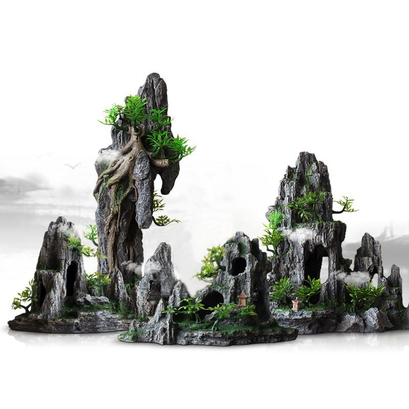 鱼缸造景装饰假山套餐水草石头摆件水族布景内饰小虾窝躲避屋全套