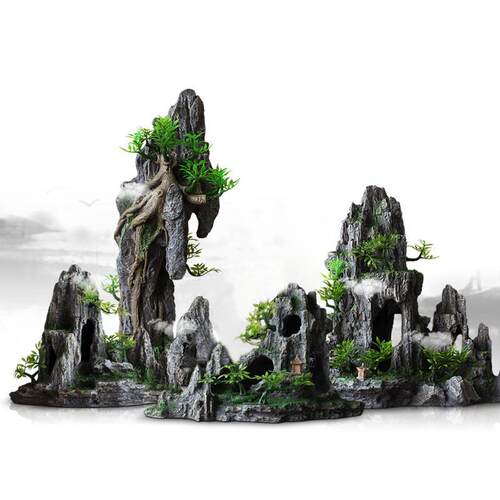 鱼缸造景装饰假山套餐水草石头摆件水族布景内饰小虾窝躲避屋全套