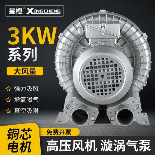 3KW2RB-710压漩涡风机旋涡气泵工业大功率罗茨涡轮氧鼓风机