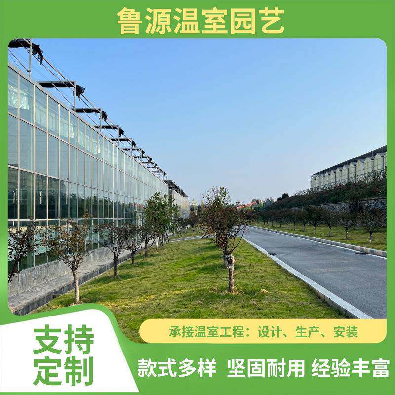 纹络式连栋玻璃温室抗风载雪能力强环境可控生态观光农业玻璃温室
