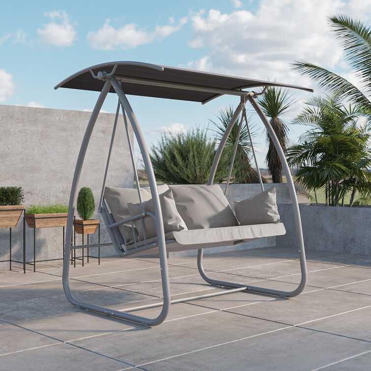 铁艺双人秋千摇椅户外花园庭院休闲吊椅网红室外阳台防晒双人躺椅