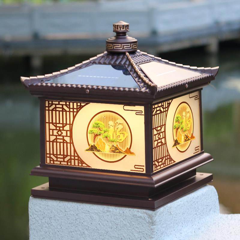 太阳能庭院柱头灯新中式别墅花园大门口柱灯围墙灯大门两侧柱子灯,家装灯饰光源,柱头灯,淘宝优惠券,粉丝福利购,淘宝优惠卷