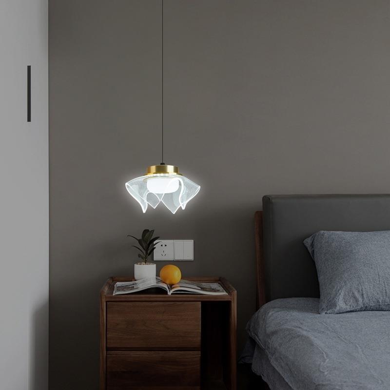 现代简小约轻卧室克床头吊灯奢网红创意床头吊LTN灯导光板亚力灯
