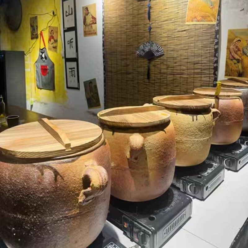 砂锅吊铫子老式手工粗土砂锅家商用明肉火炖卤配炭炉底座煨汤瓦罐