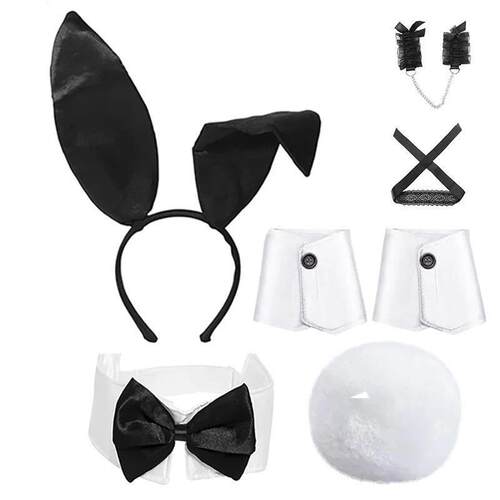 Bunny Girl Costume Set With Bunny Ears, Bow Tie, Tail, Glove