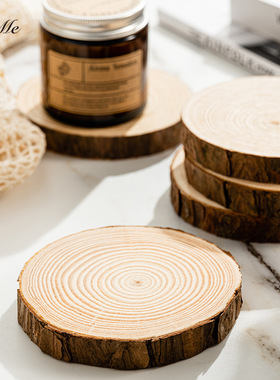 松木烛台11cm*1.5cm蜡烛垫原木杯垫家用桌面摆件