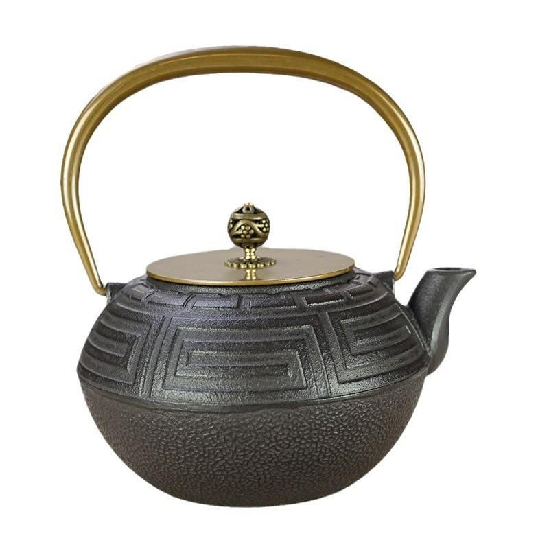 家居简约中式烧水泡茶复古铸铁铁壶样品房摆件间客厅茶具铁艺茶壶