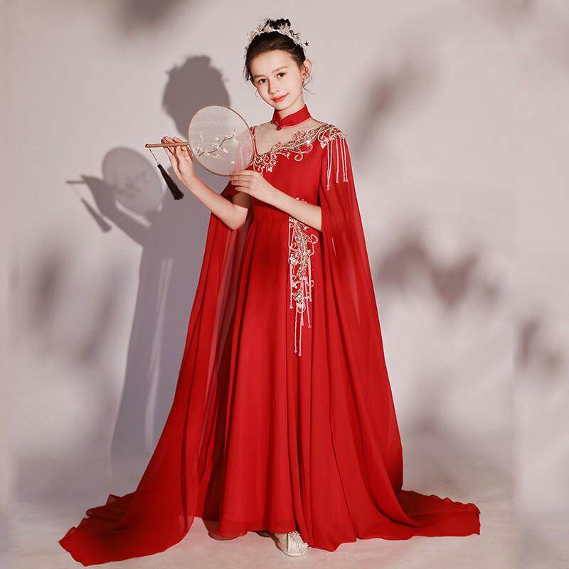 高档新女童风礼服仙中国弹古筝演出服超仙主款持模超特走秀表演服