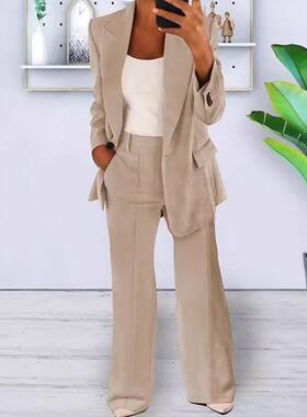 Women's Plus Size Casual Blazer Set