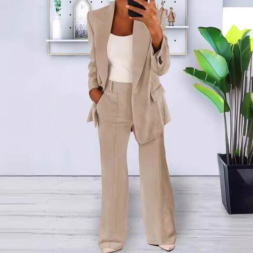 Women's Workout Blazer Set 2 Piece Outfit with Button