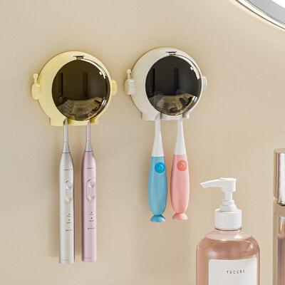 Astronaut-themed toothbrush holder, no-drill wall-mounted ba