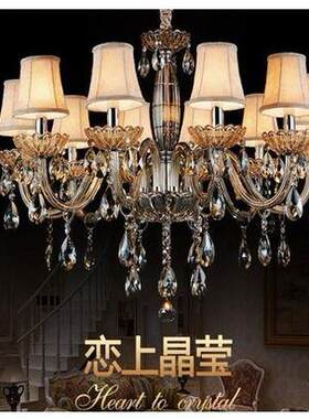 新款欧式水晶吊灯客厅灯大气简欧复式楼梯别墅大餐厅蜡烛灯具家居