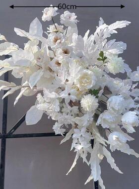 假仿真地盆花白花装饰排色系花舞台花成品背景排花挂花婚礼摆件