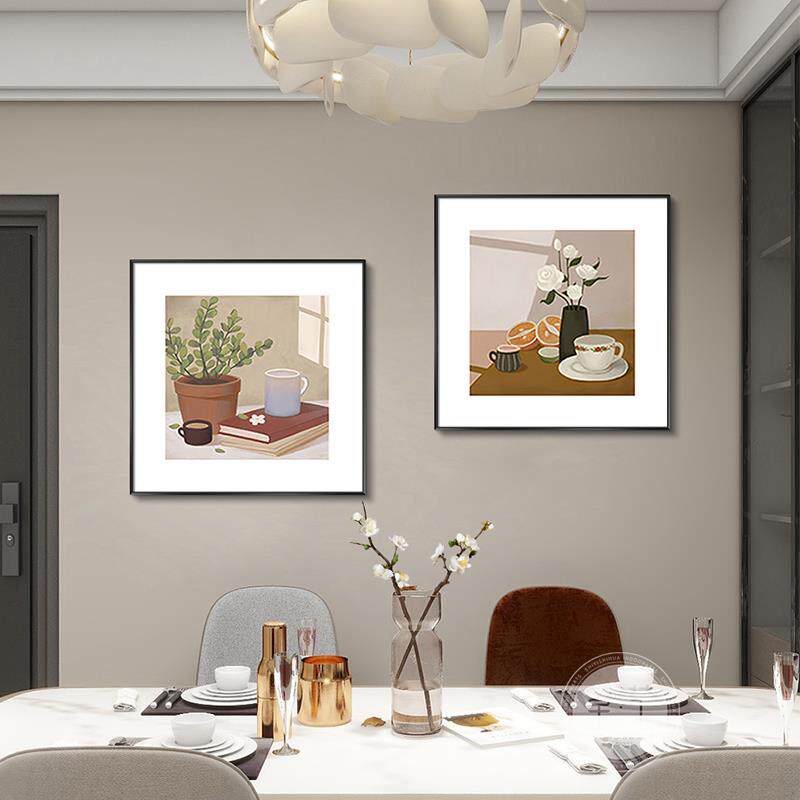 现代简约饭厅装饰画 画温馨生活北欧风格饭桌背景墙挂画 画高级饭