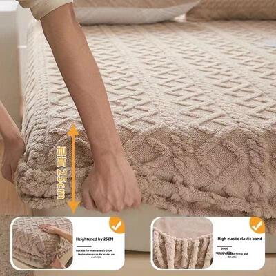 Warm Flannel Fitted Sheet Bedsheet Bed Mattress Cover single