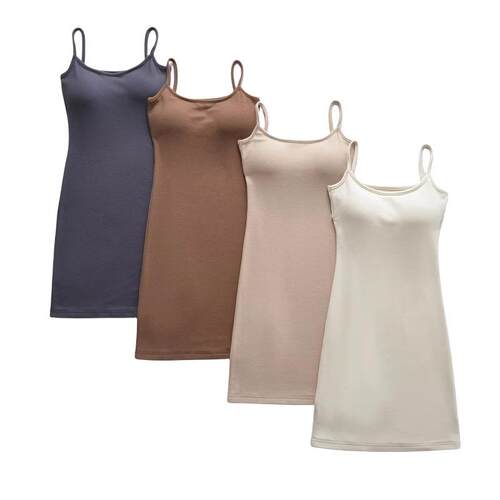 Externally expanded chest, sandblasted suspender dress,