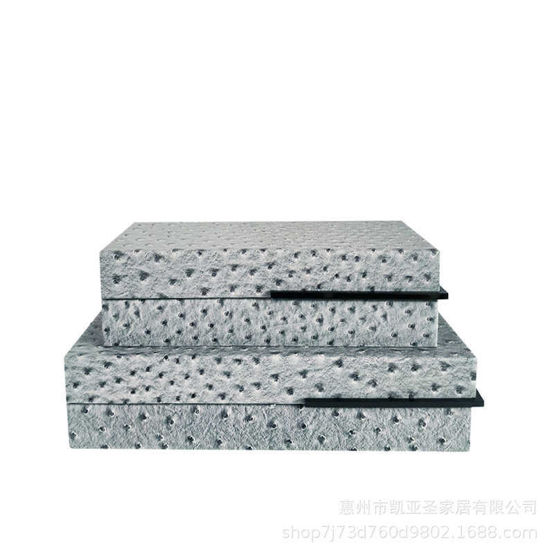 现代简约高档皮质软装家居首饰盒珠宝盒样板间售楼处装饰盒摆件