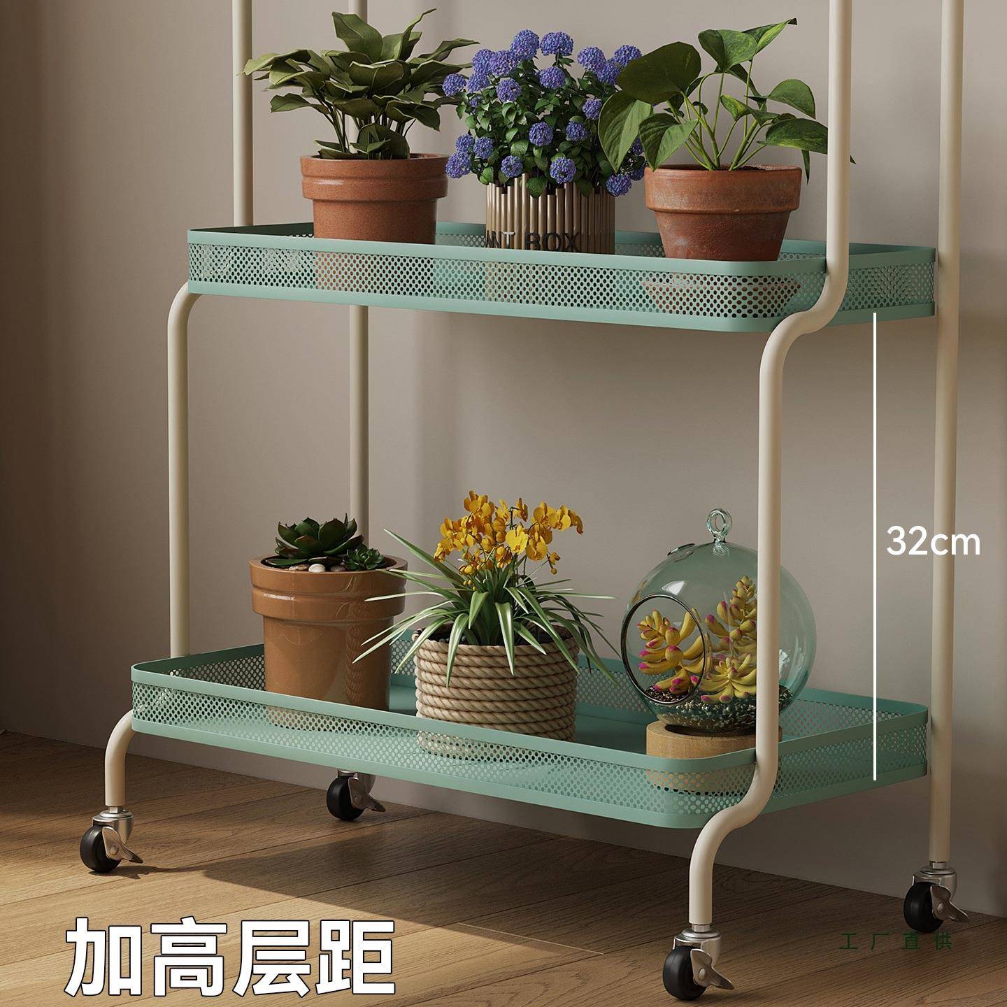 可移动花架阳盆台物内落地铁艺F99TH6J9多层花置架客厅室多肉植物