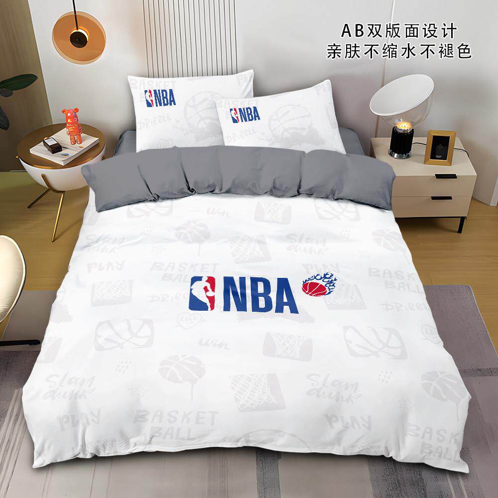 NBA篮球磨毛被套简约四件套男生宿舍家居床上用品床单床笠三件套