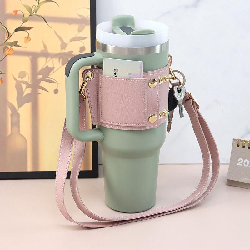 防烫杯套新款皮革保温玻璃杯隔热保护套户外便携带咖啡奶茶可调节