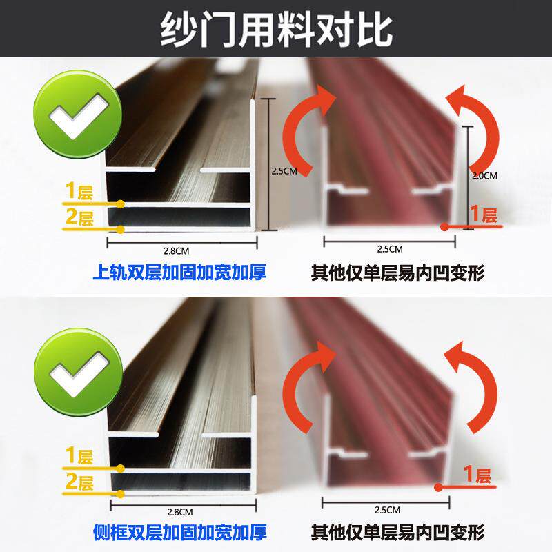 隐形折叠伸纱门推拉式防蚊纱窗门帘缩网铝金无合轨家GEO用自装