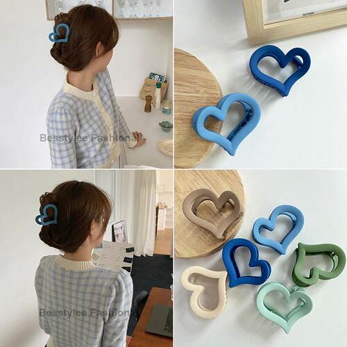 Ins Style Metal Hair Clip Heart Shape Hair Claw Women Girls