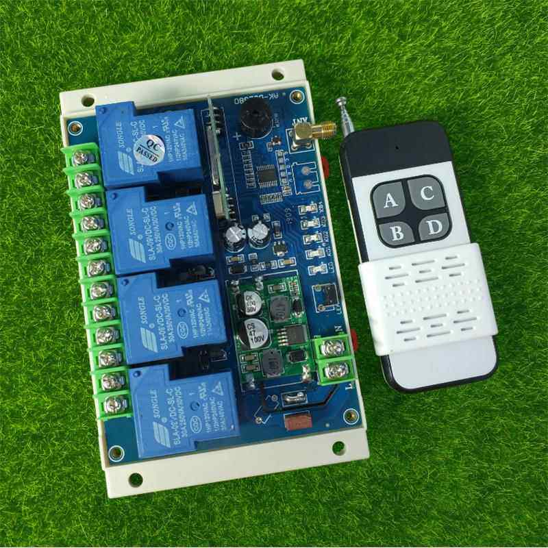 滑盖型4键无线遥控12V24v36v48V110v220V380V大功率30A四路控制器