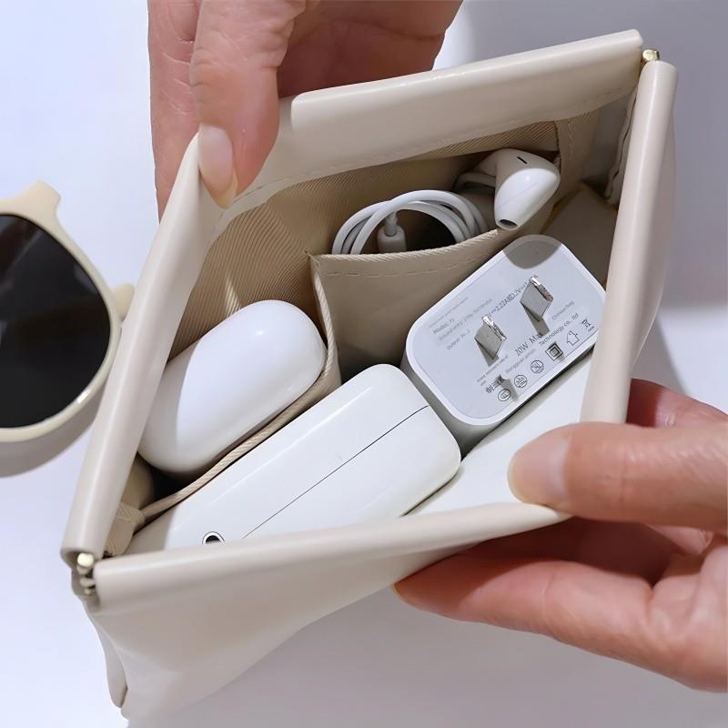 数据线收纳自动闭合有线耳机随身袋电源充电器小迷你包便携数码袋