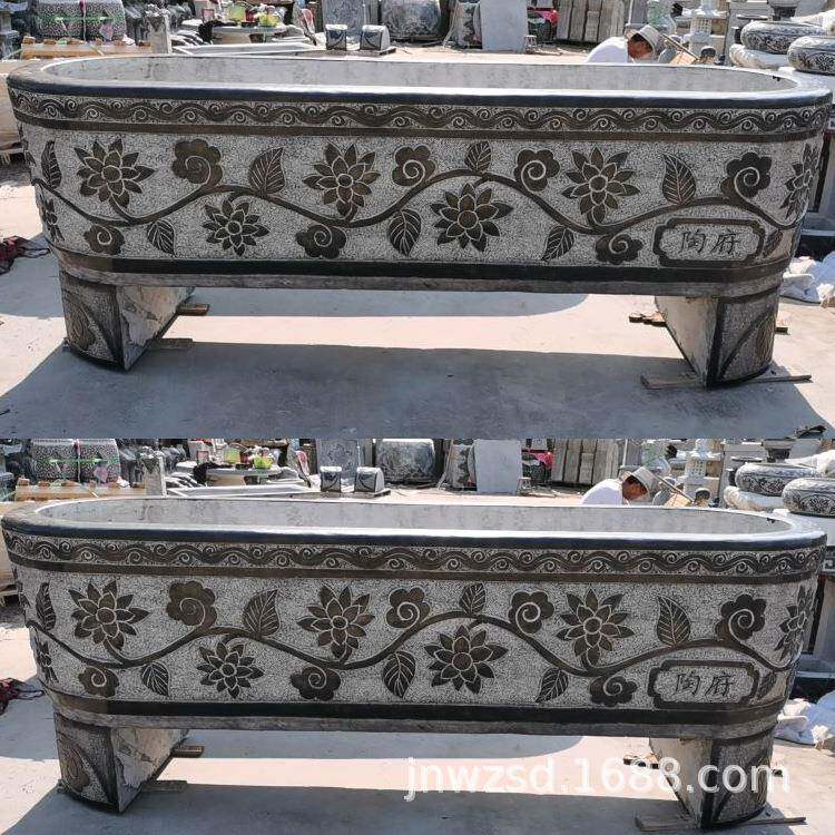 别墅装饰石头金鱼缸图 庭院摆放石头门海价格 进门口石雕门海缸厂
