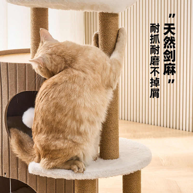 猫爬架家用不占地树洞猫窝一体冬季保暖猫抓窝猫咪双层跳台毛毡桶